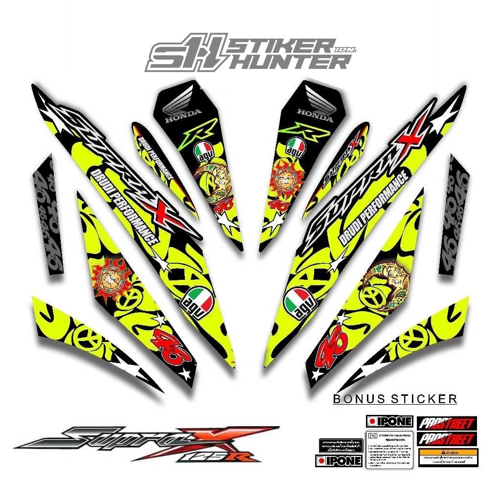 STRIPING STIKER SUPRA X 125 R 2007 - 2013 MTF ROSSI MUGELLO 46 / STIKER HUNTER / STRIPING MODIF