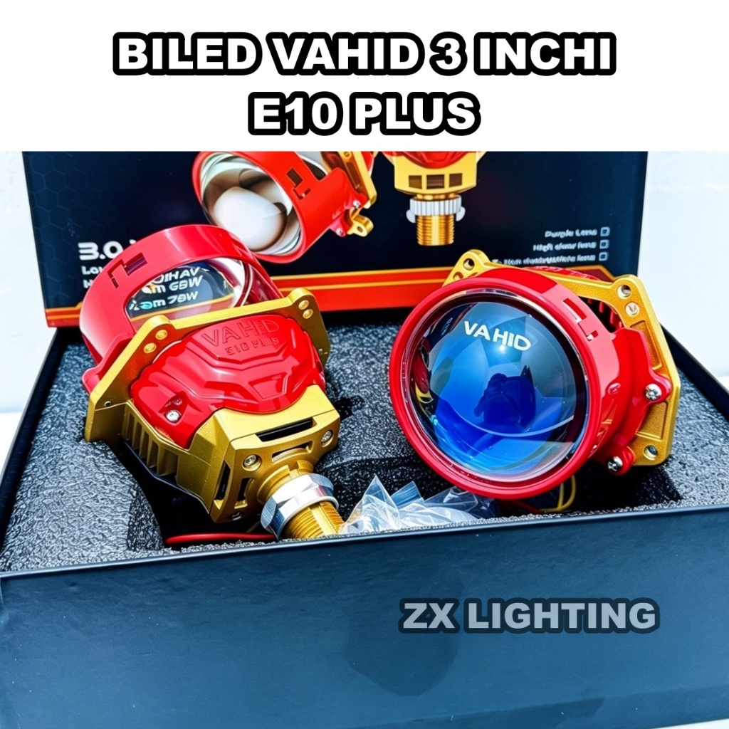 Biled Projector Vahid E10+ Plus 3 inch Purple LENS Premium Lens Biled Vahid E10 68 WATT Premium