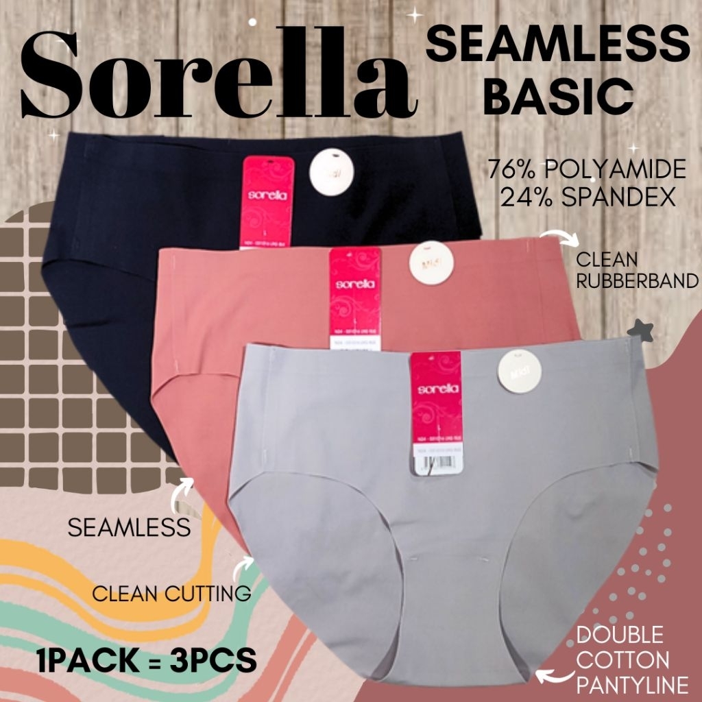 sorella panty pack seamless basic/celana dalam wanita branded murah