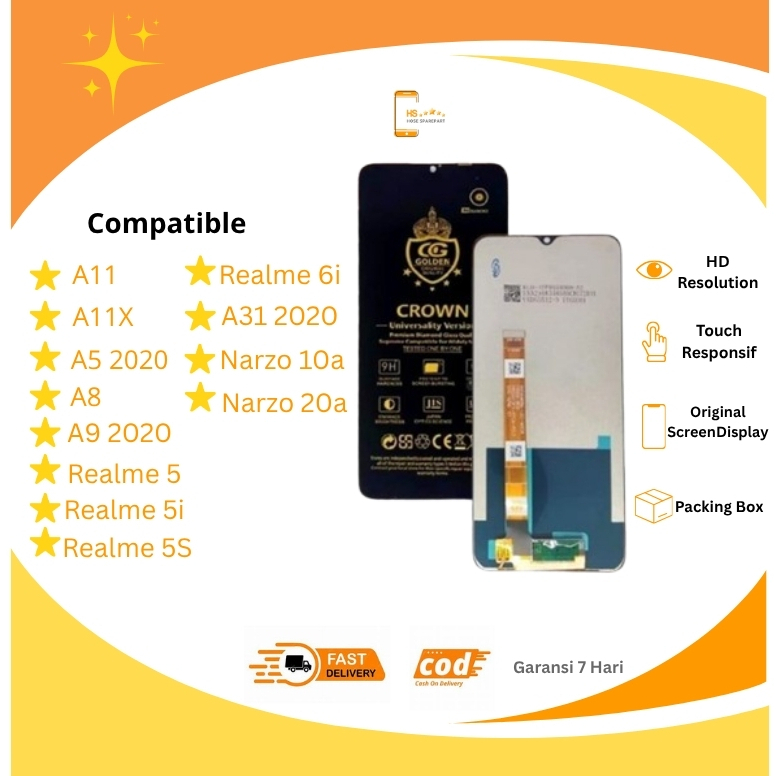 COD LCD TOUCHSCREEN OPPO A31 2020/A5 2020/A9 2020/A8/A11/A11X/REALME C3/5/5I/5S/6S ORIGINAL FULLSET