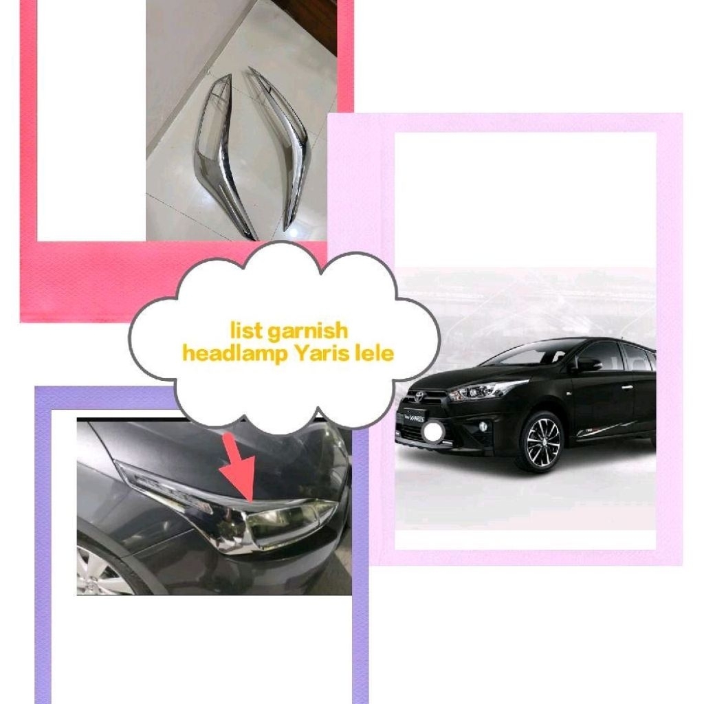 list garnish headlamp atau lampu depan Yaris lele 2013-2018 pelindung mika lampu dari benturan supay