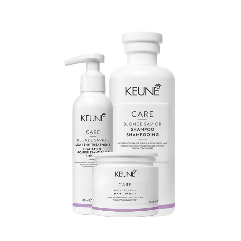 Keune Blonde Savior Shampoo, Mask & Leave-in Treatment