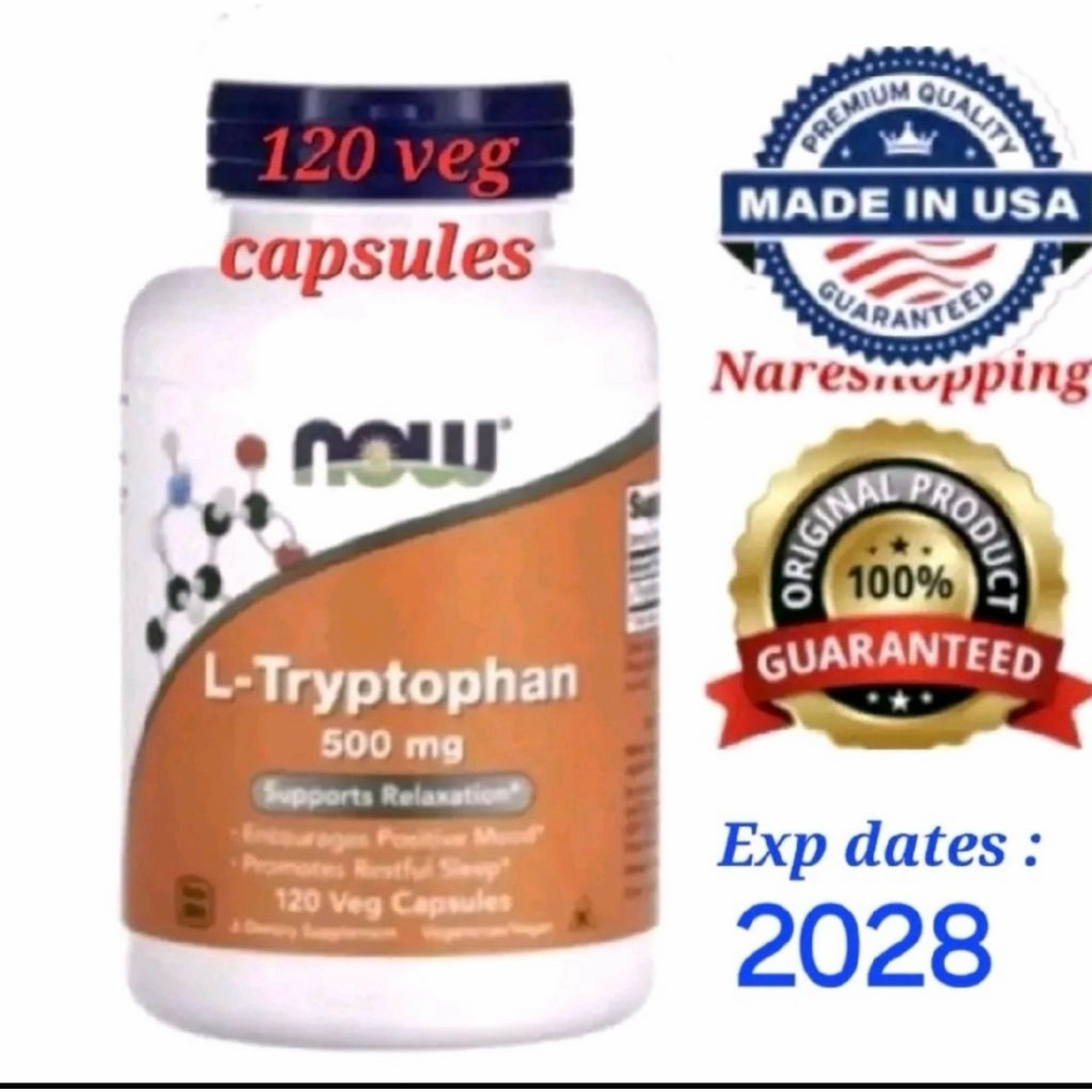 3Nare Now Foods USA L-Tryptophan Tryptophan 500 mg, 120 Veg Capsules Halal
