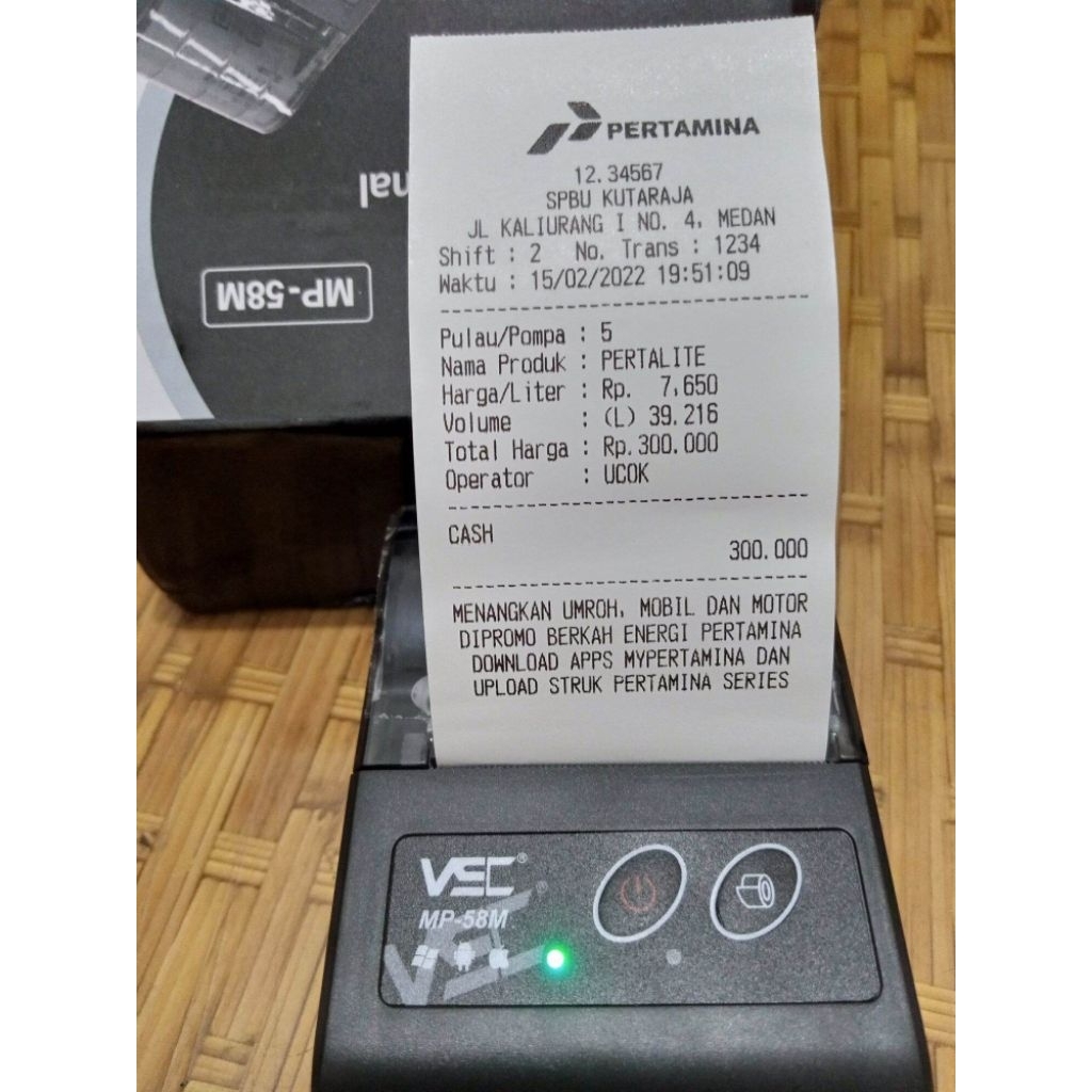 JASA CETAK STRUK / NOTA BENSIN