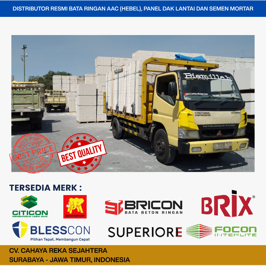Bricon Bata Ringan AAC Hebel - DP Tanda Jadi Area Surabaya Sidoarjo Gresik