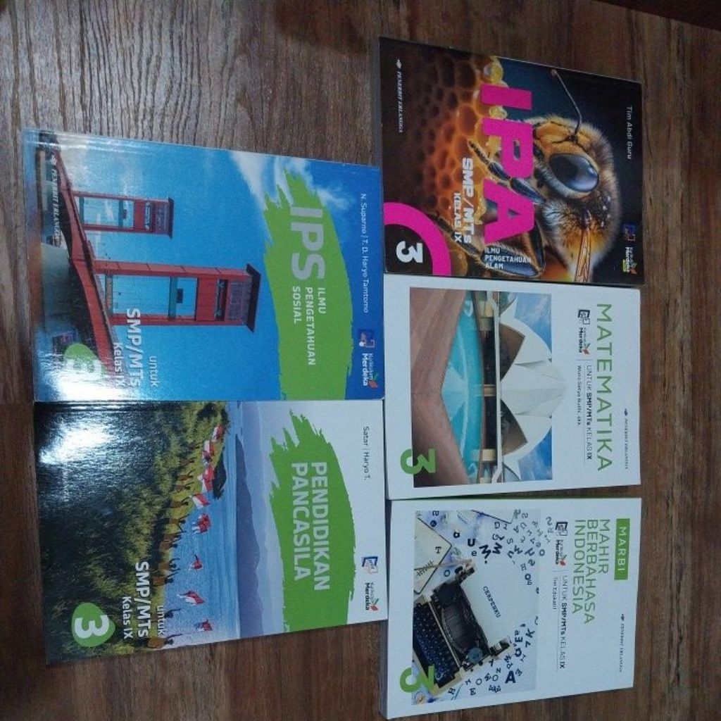 BUKU NEW ORI.PENERBIT ERLANGGA KELAS 9, IPA MTK BINDO IPS PKN
