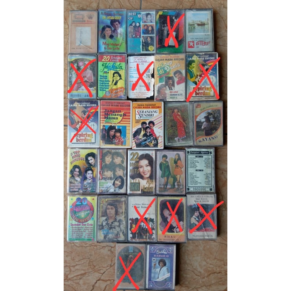 kaset pita AWARA  IDA LAILA dan orkes lawas jadul.12rb perbiji