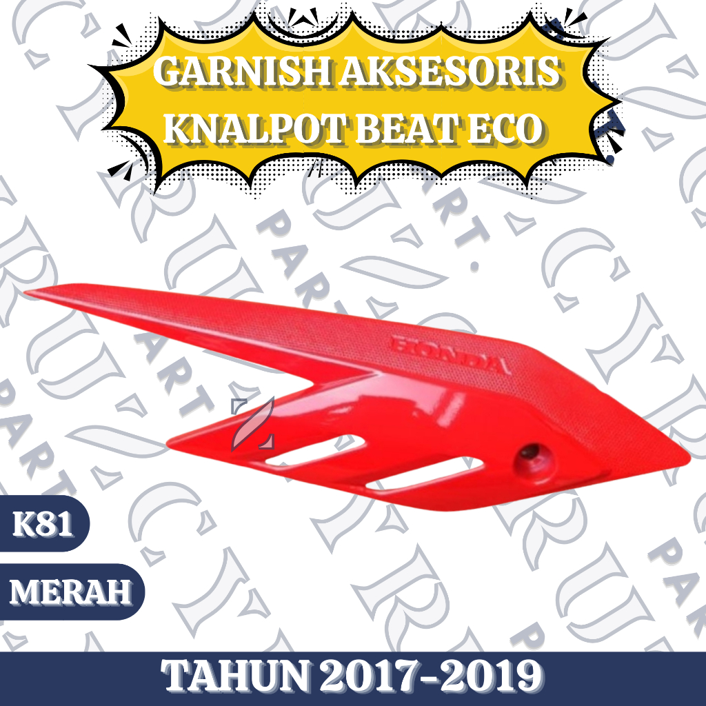 Garnish aksesoris cover knalpot beat eco street K81 Tahun 2017-2019 Merah Silver
