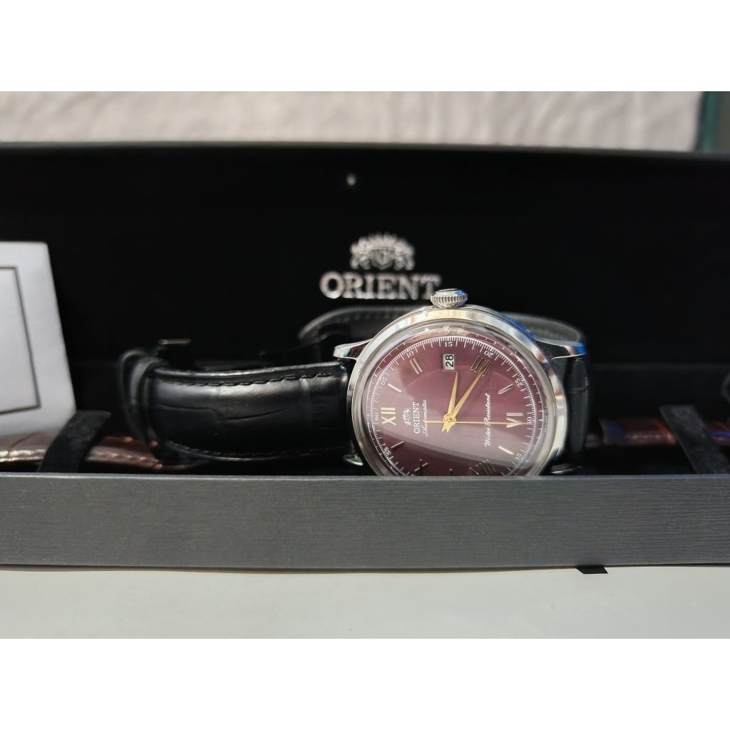 Orient Bambino V2 Wine Dial Automatic Original Second Like New Mulus Murah Asli