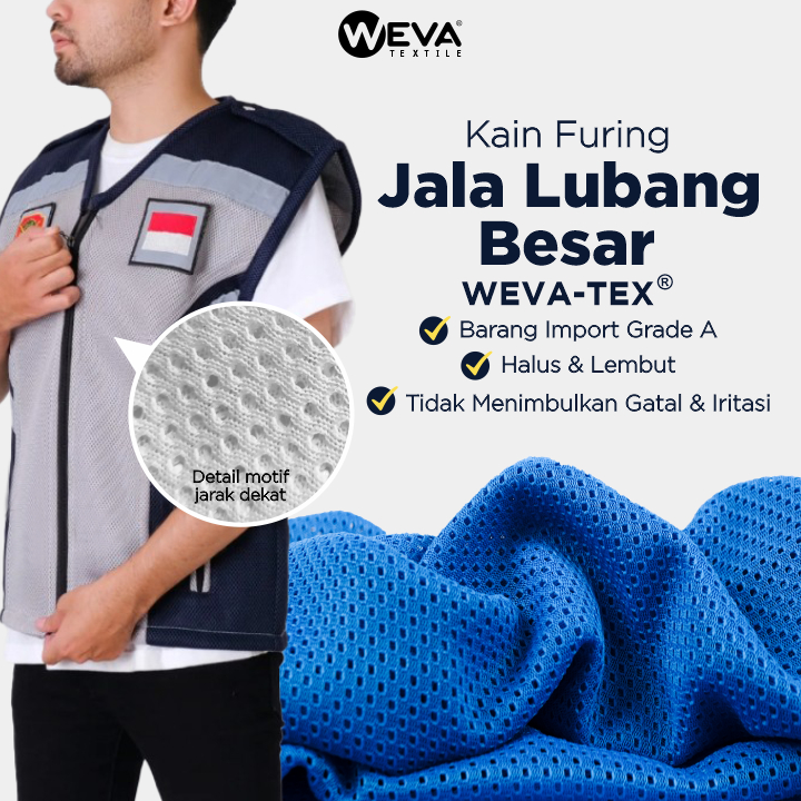 Bahan Kain Jala LUBANG BESAR Kain Mesh Jaring Kiloan Furing Dalaman Jaket Murah