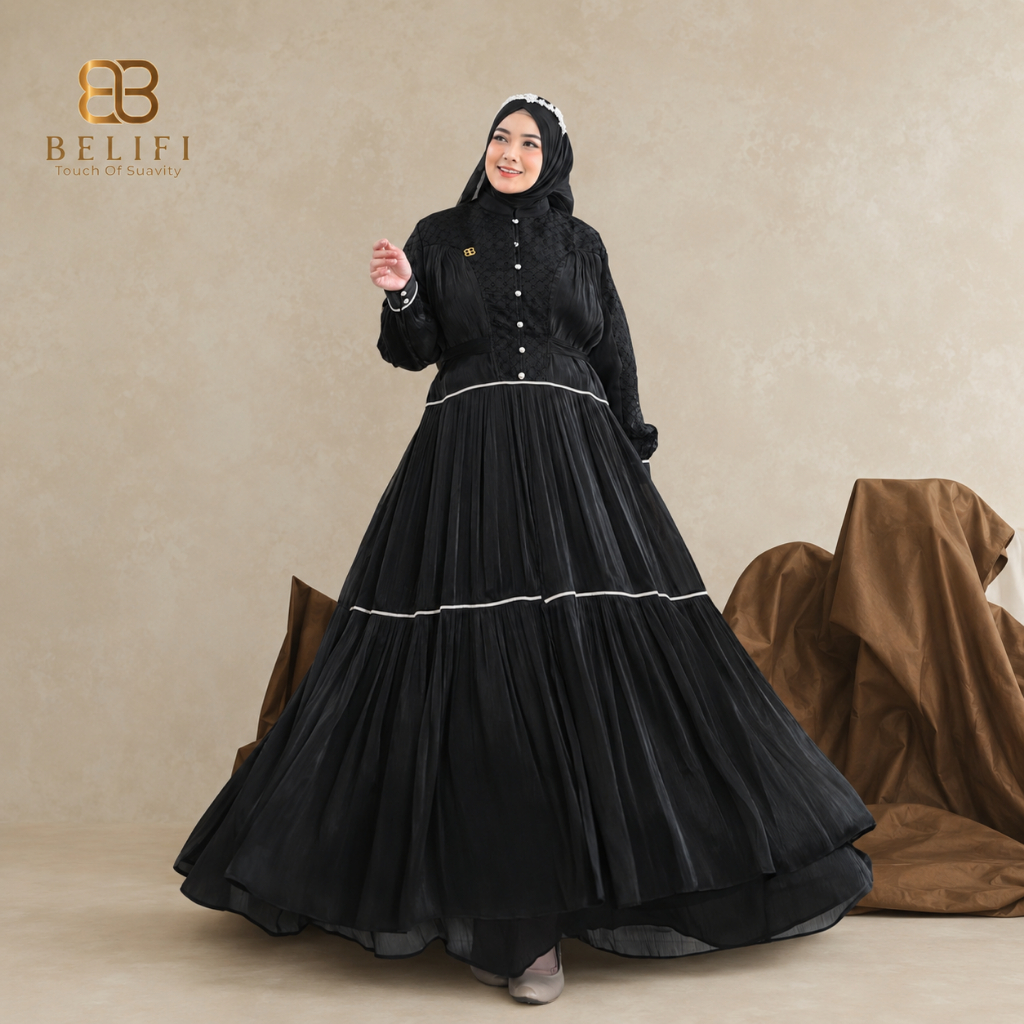 BELIFI | Miray Luxury Setelan Gamis Syari Set Hijab Rose Organza Premium