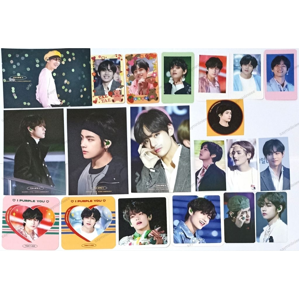 Readystock merch fansite Taehyung V BTS postcard Polaroid sticker deco photostrip coaster photocard 