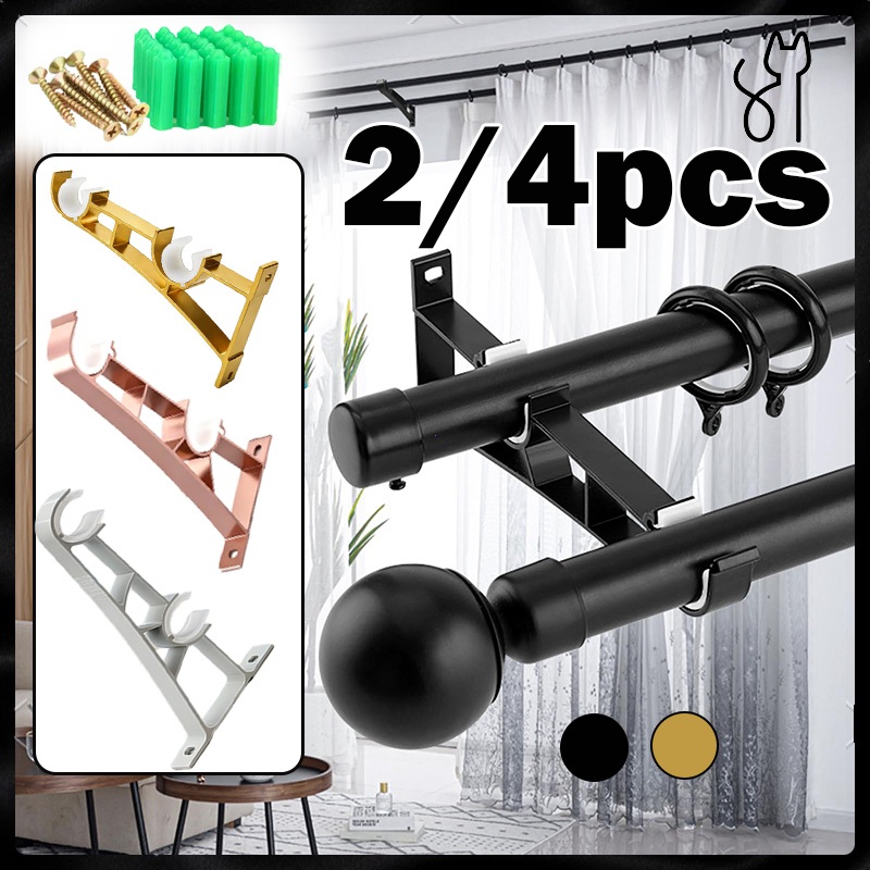 Isi2/4 Breket Double Gorden Tebal  Bracket Gorden Double Rel Aluminium Bracket Tiang Gorden