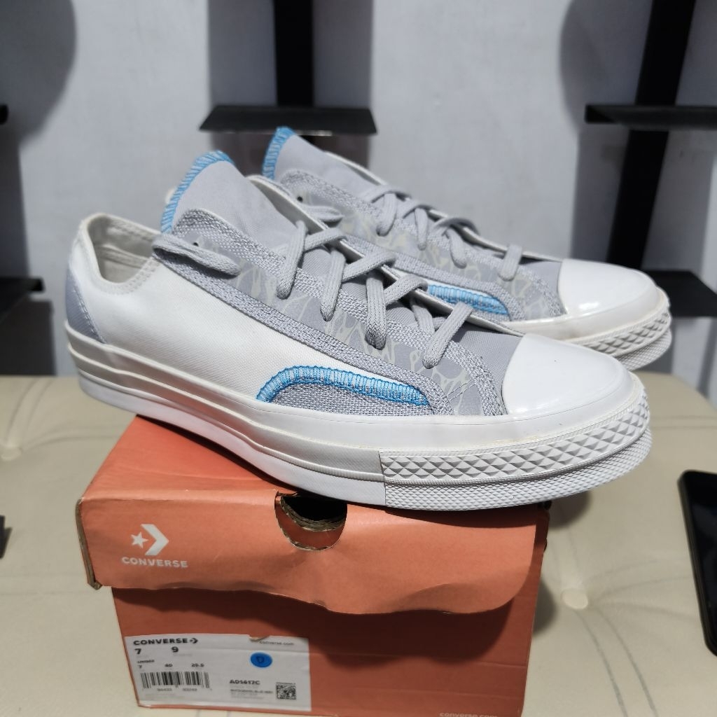 Sepatu Casual Pria Converse Chuck 70 Ox White gravel blue