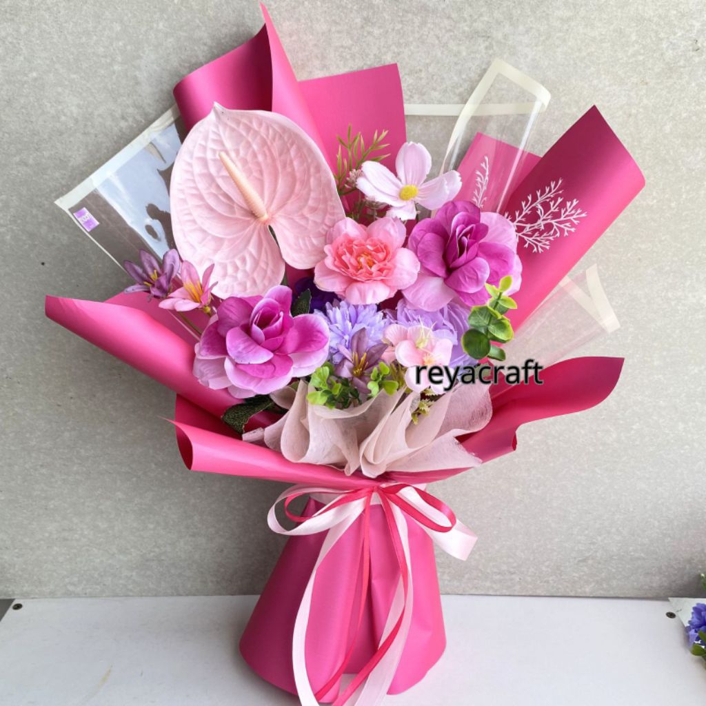 REYACRAFT Buket Bunga Biru | Buket Wisuda | Buket Bandung | Buket Bunga Palsu