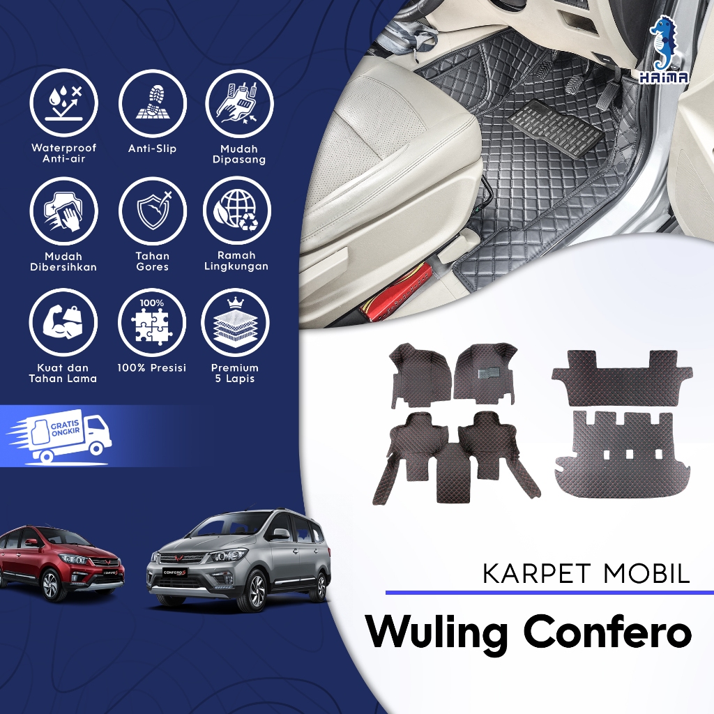 Haima Karpet Mobil Wuling Confero Premium Anti Slip Nappa Leather M1078