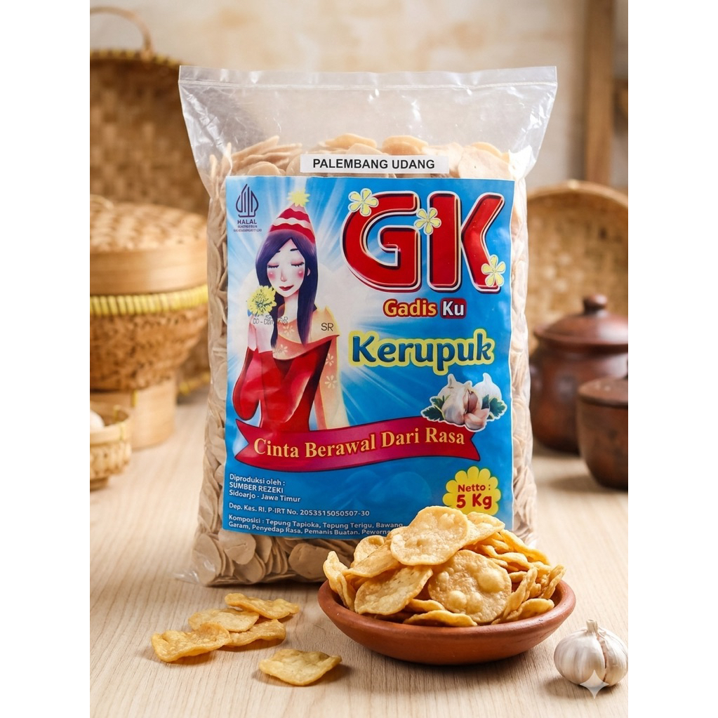 Kerupuk Gadisku Palembang Udang 1bal isi 5kg / Gadisku palembang udang asli / GK Gadisku palembang u