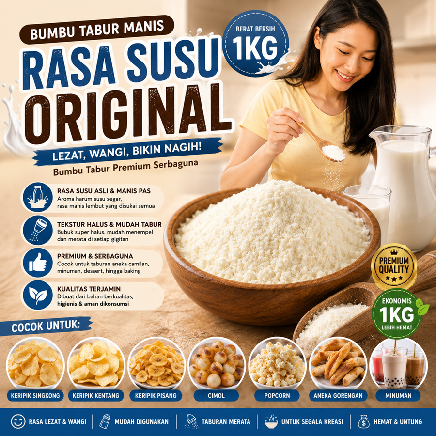 Aneka Rasa Bumbu Tabur Manis Rasa Susu Original 1Kg Jual Bubuk Tabur Keripik Singkong Kiloan Berkual