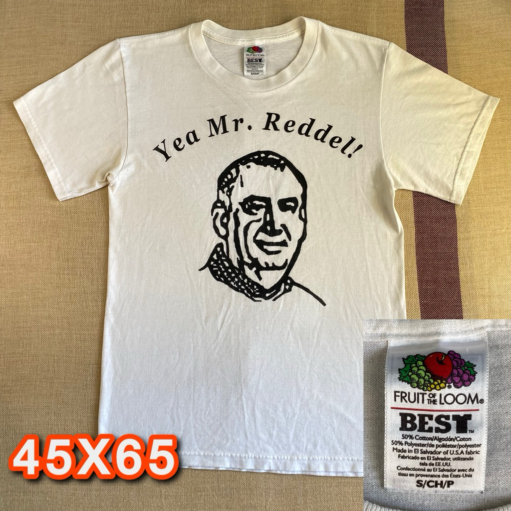 T-Shirt Fruit of the Loom White Graphic Mr Reddel Preloved Original Size S