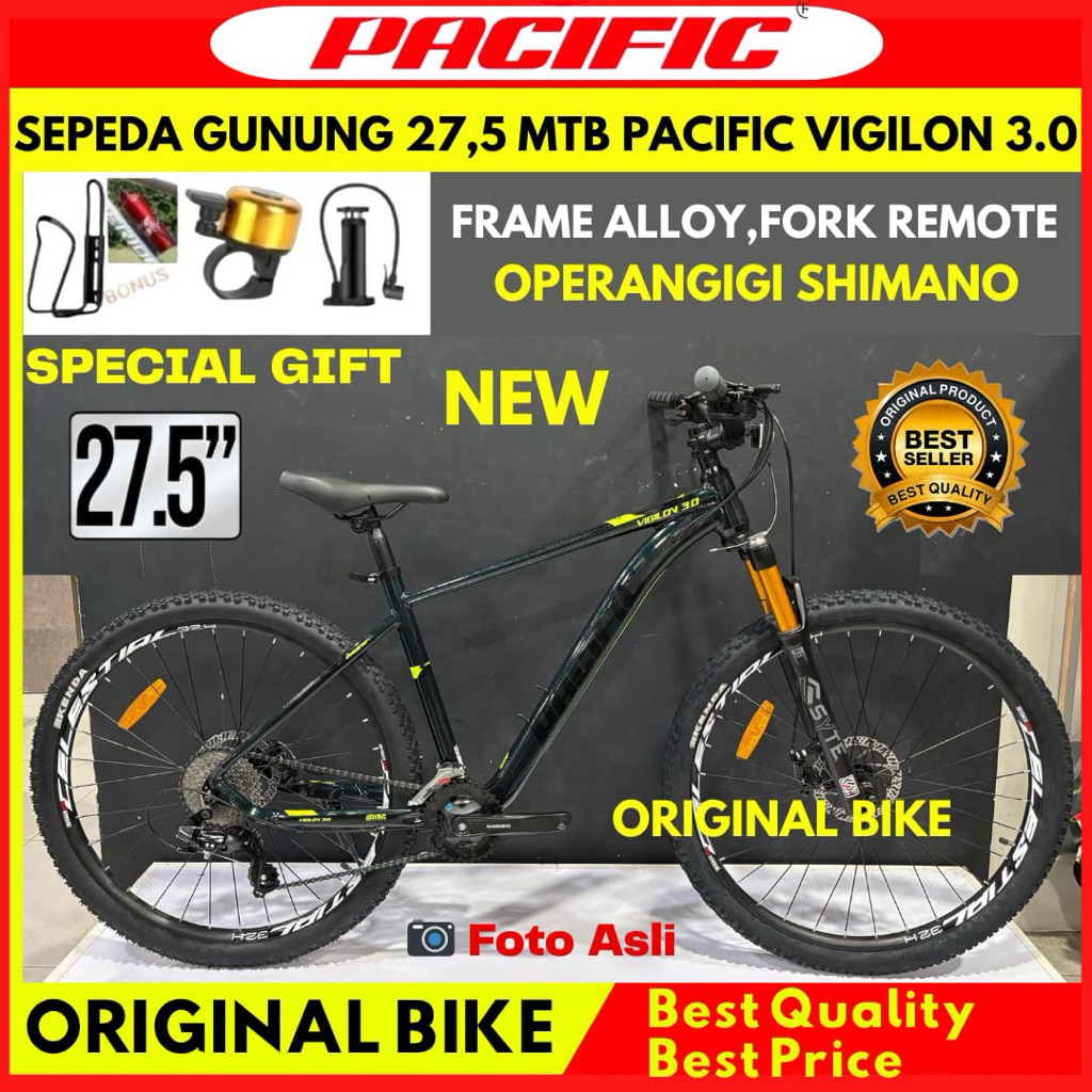 Sepeda Gunung MTB 27.5 Pacific Vigilon 3.0 Frame Alloy Fork Remote New