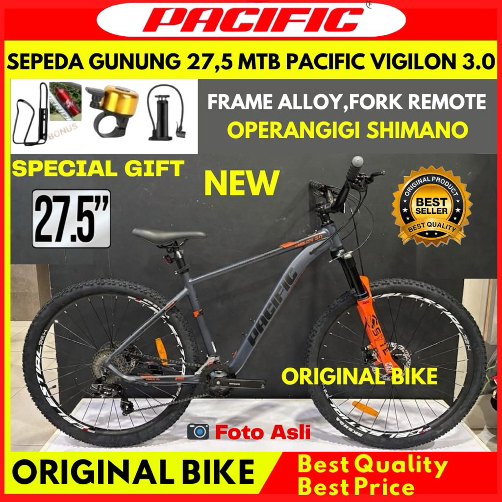Sepeda Gunung MTB 27,5 Pacific Vigilon 3.0 Frame alloy Fork Remote Lockout Terbaru