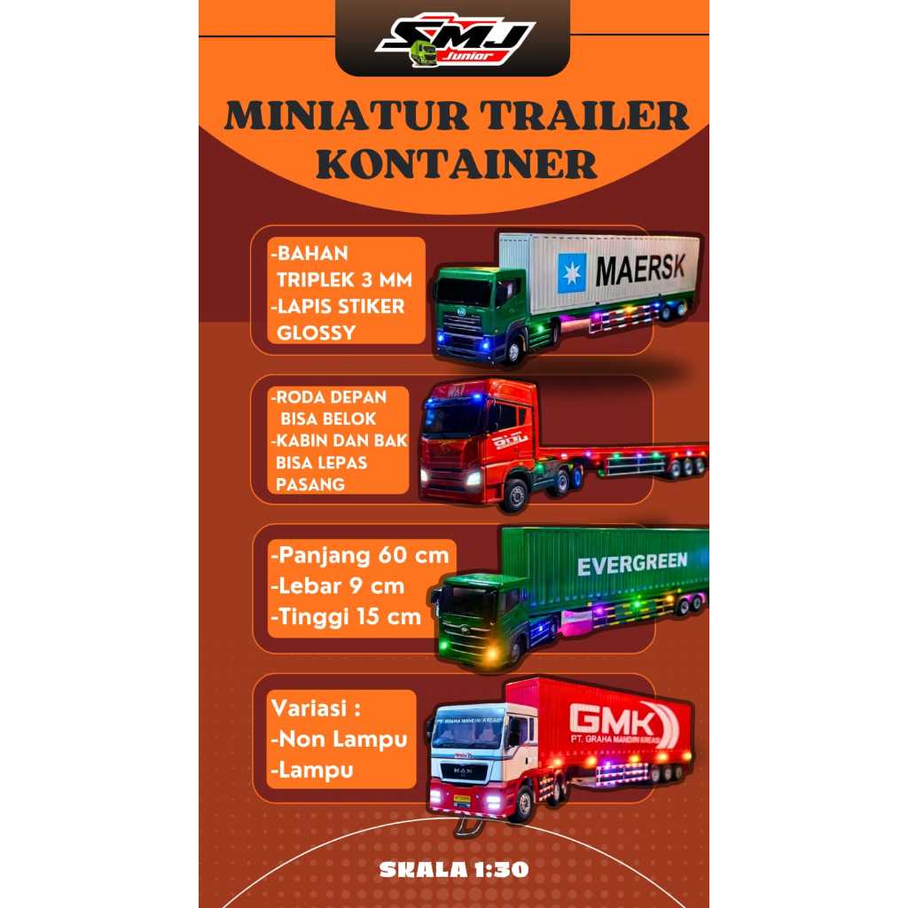 MINIATUR TRUK KONTAINER TRAILER JUMBO HINO 500