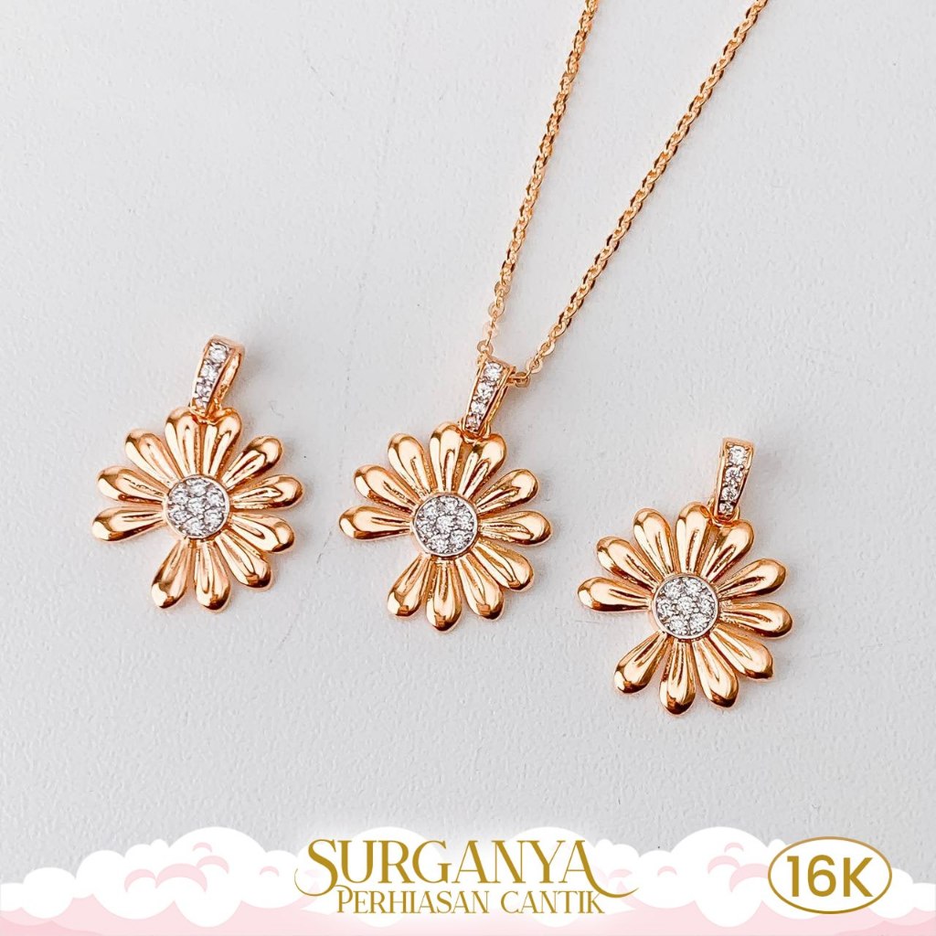 Liontin Emas Kadar 16K New Model Bunga Sunflower Macan Gold