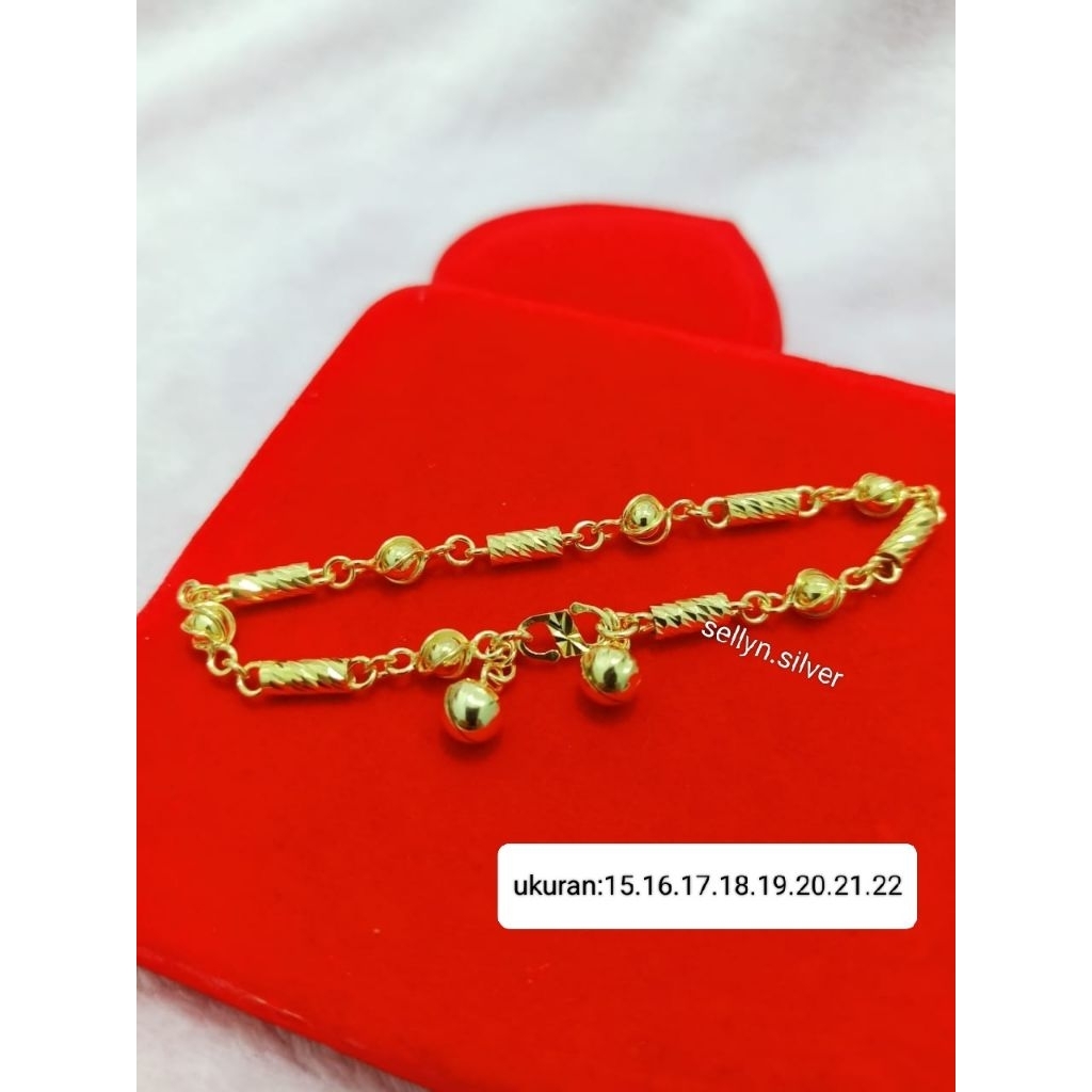 Gelang Rantai Dewasa Bambu Ukir Perak 925 Asli