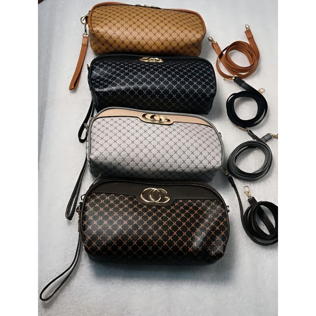 Tas Selempang & Clutch Wanita Premium 2in1 Motif Grid Elegant Geometric C