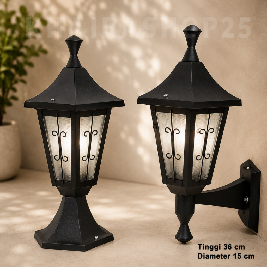 Lampu pagar dan dinding Lampu tiang teras rumah estetik outdoor minimalis packing kayu