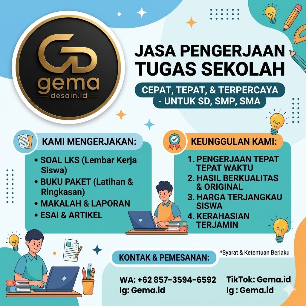 Jasa Konsultasi Tugas Sekolah SD SMP SMA / Jasa Ketik Makalah & Esai