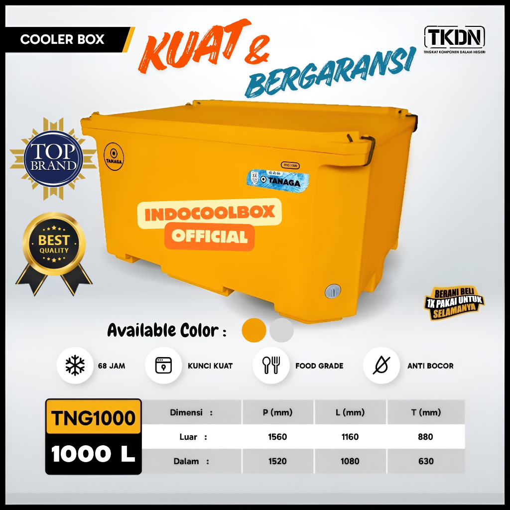 Cooler Box Tanaga 1000 Liter Termos Es Kotak Tempat Es Batu Daging Ikan Coolbox Ice Storage Fiber