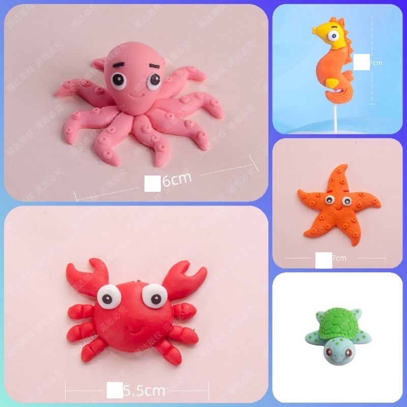 Cake Topper Tema Lautan / Hiasan Kue Tema Pantai / Cake Topper Hewan Laut