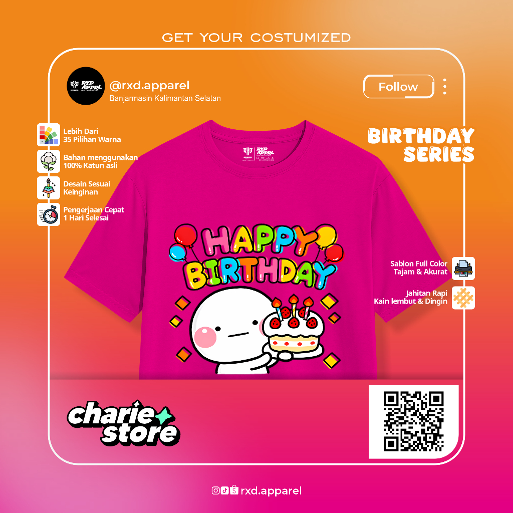 KAOS SABLON UNTUK ANAK CUSTOM DTF FULL COLOR SATUAN | KAOS SABLON KELUARGA | KAOS SABLON HADIAH | KA