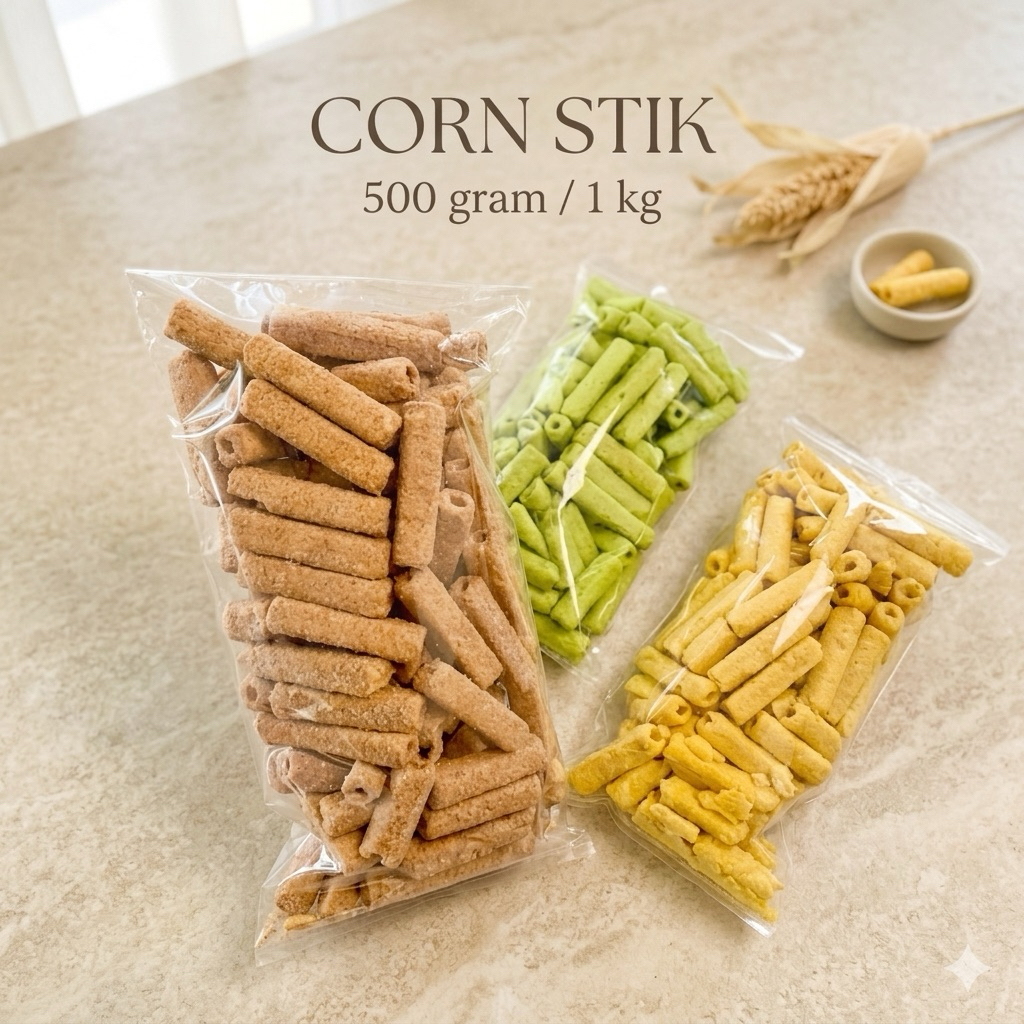 500gram/1kg - CORN STIK MOMOGI Snack food coklat pandan jagung manis Momogi Snack camilan kiloan