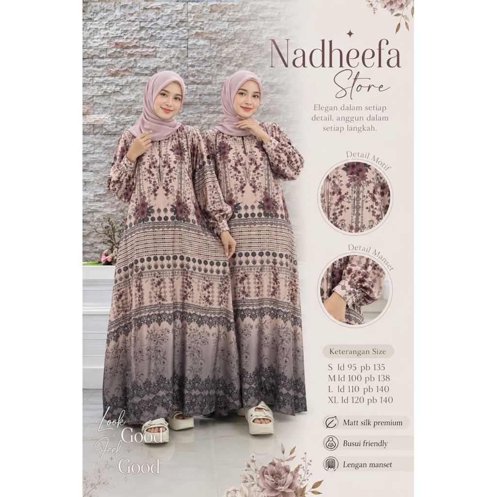 GAMIS ORI NADHEEFA SUTRA SILK EXCLUSIVE || Ready