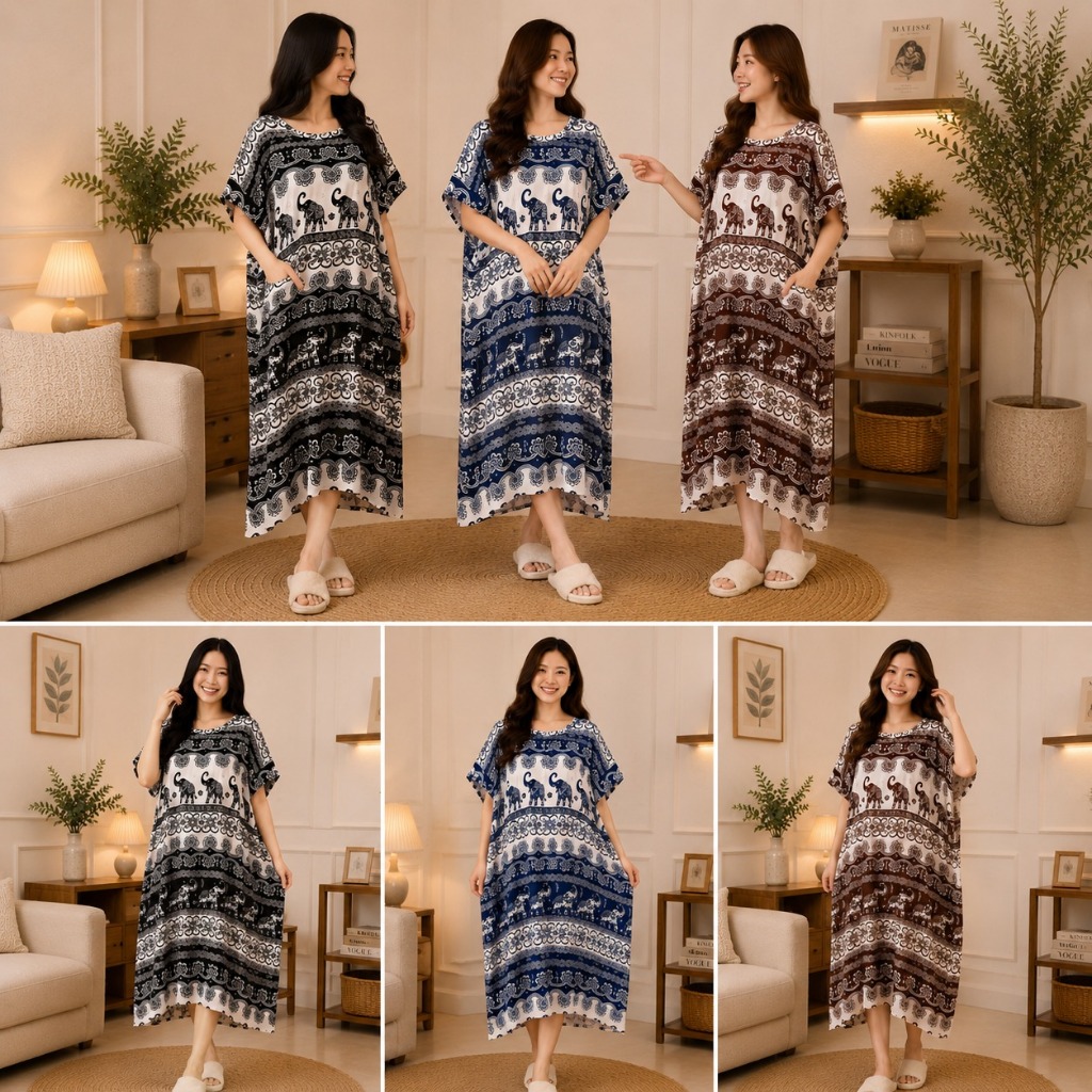 Beli 3 Lebih Murah Daster Lowo Gajah Thailand Baju Santai Rumahan Jumbo LD 140