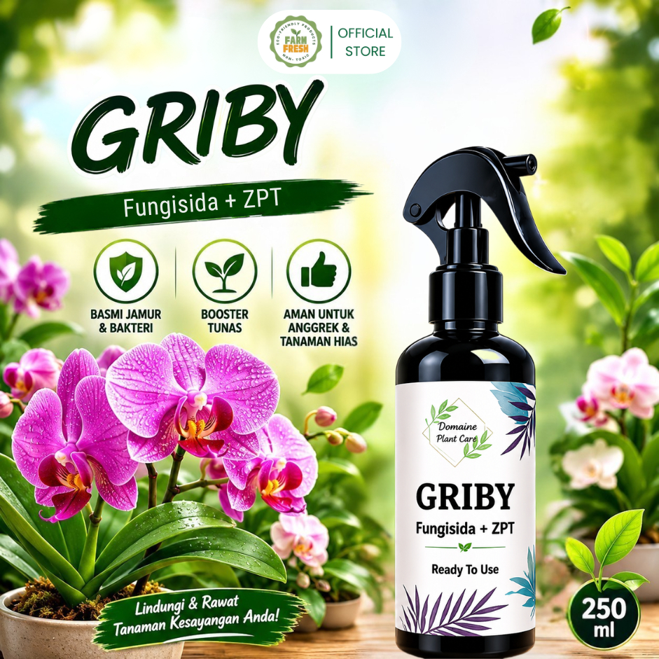 [BEST SELLER] GRIBY 250ml Fungisida Bakterisida Anggrek & Tanaman Hias | Obat Jamur, Busuk Daun, Ber