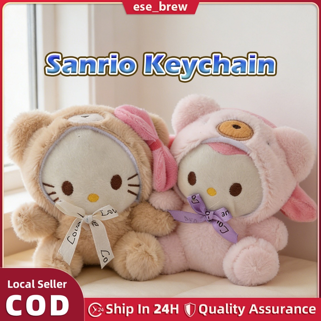 Bonekaa gantungan kunci sanrio buat tas hp mainan kartun Lucu Bulu Ornamen Boneka Kartun