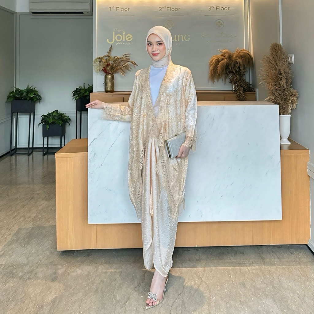 KAZIMAH Set Outer Lace Viscose Batik Modern // Setelan Kondangan  // outer renda // baju pesta // ba