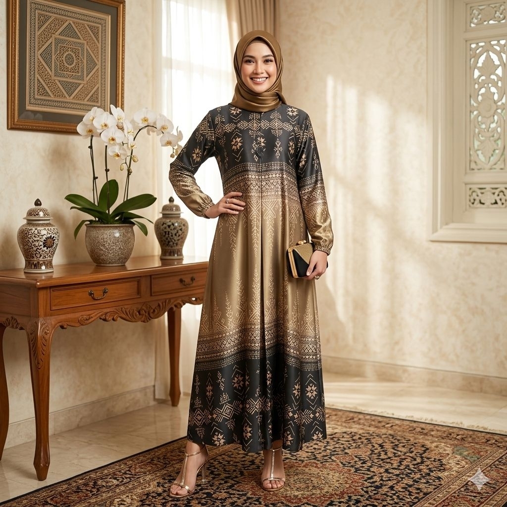 Gamis bermotif Etnik untuk pergi acara Formal