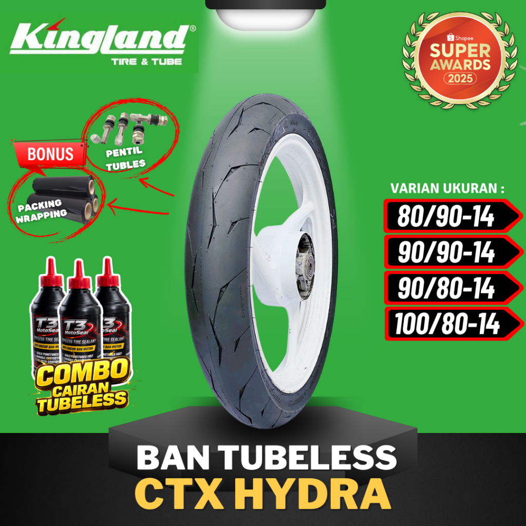 [READY COD] BAN KINGLAND AXCERO CTX HYDRA ( 80/90-14 / 90/90-14 / 90/80-14 / 100/80-14 ) MEDIUM COMP