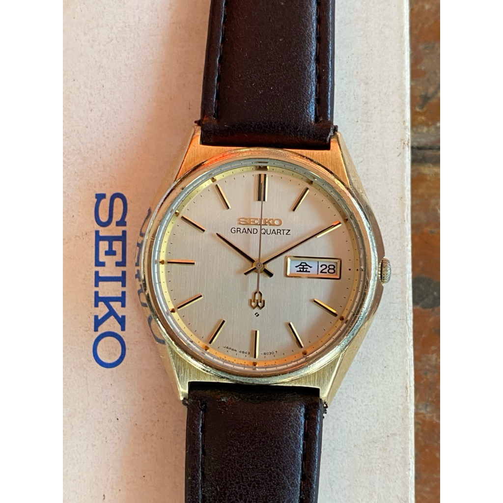 jam tangan original Seiko Grand Quartz  4843-8041 Cap gold/ gold top Super rare item