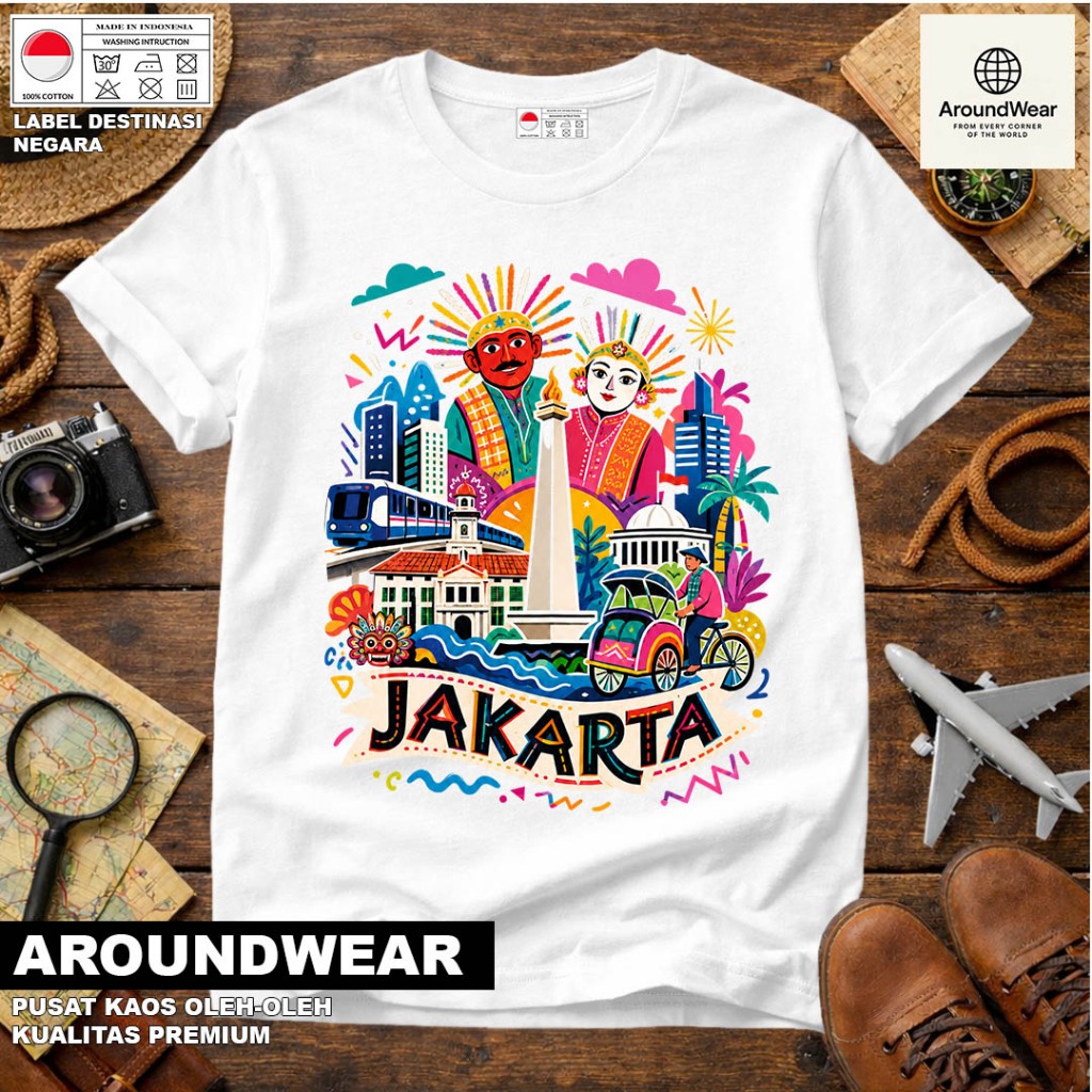 Baju Kaos Jakarta Monas Monumen Nasional Bahan Cotton Combad 30s Souvenir Premium Gift Dewasa & Anak