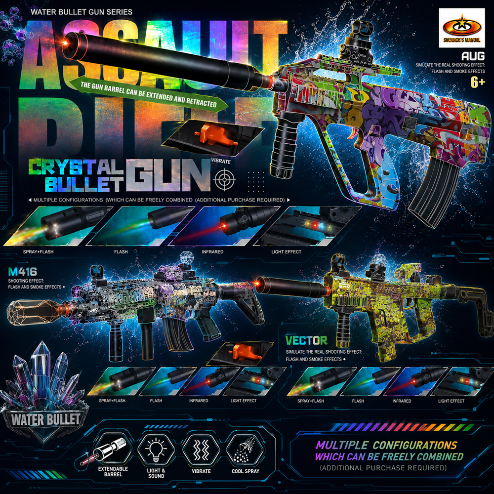 Mainan Senapan Pistol Jelly Gel Blaster Crystal Bullet Gun AUG Water Bullet Mainan Anak Lampu Laser 