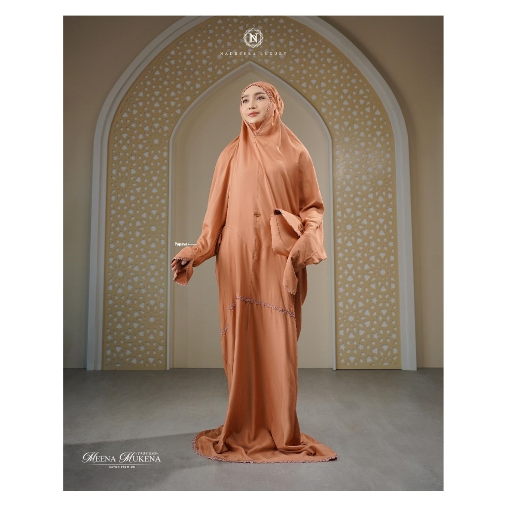 MEENA MUKENA TERUSAN NADHEERA LUXURY, MUKENA TERUSAN RAYON PREMIUM
