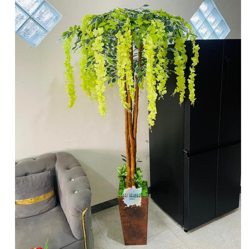 Pohon wisteria  artificial~ hiasan dekorasi rumah kantor~ pohon pojok tanaman gantung plastik