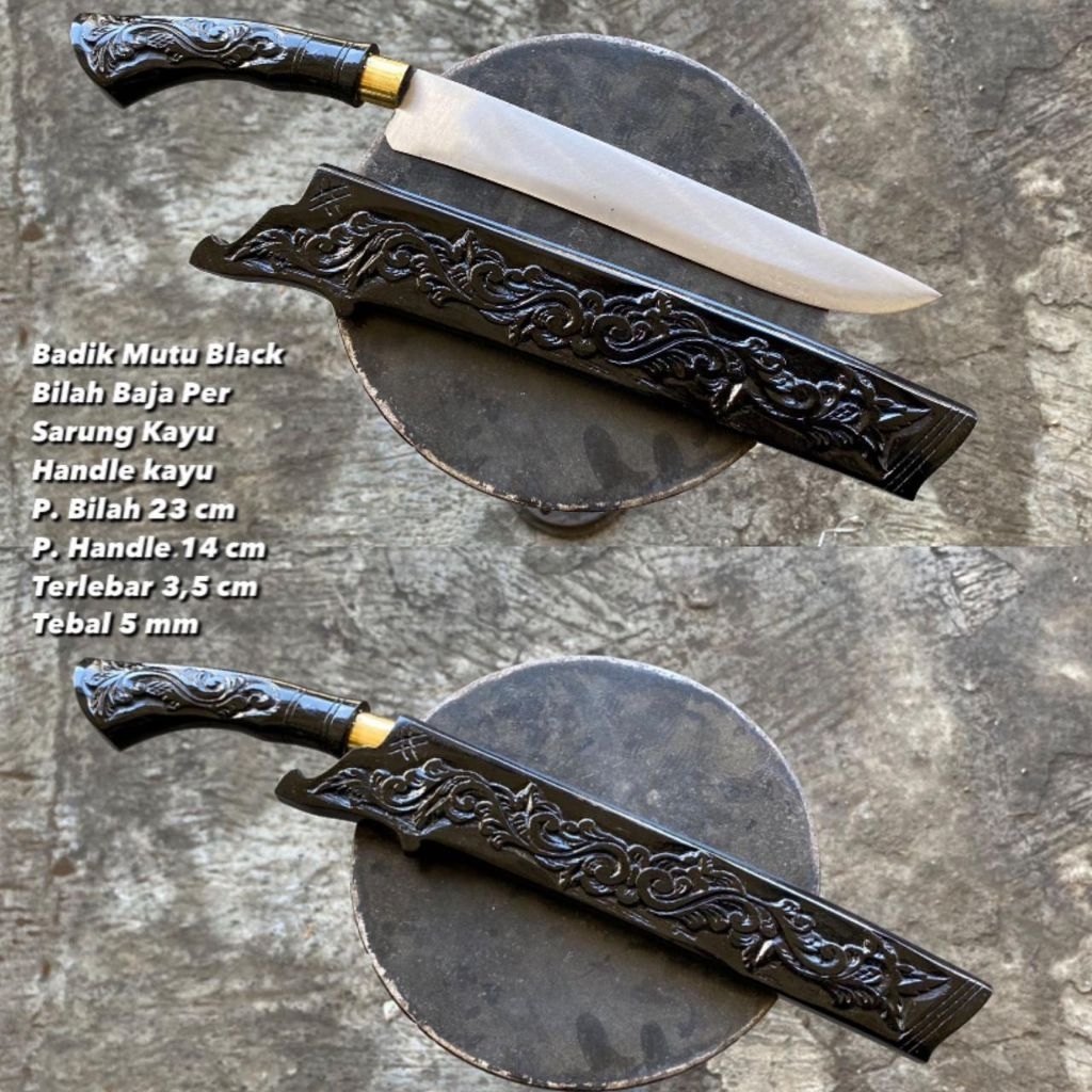 Pisau motif ukir batik hitam, baja per