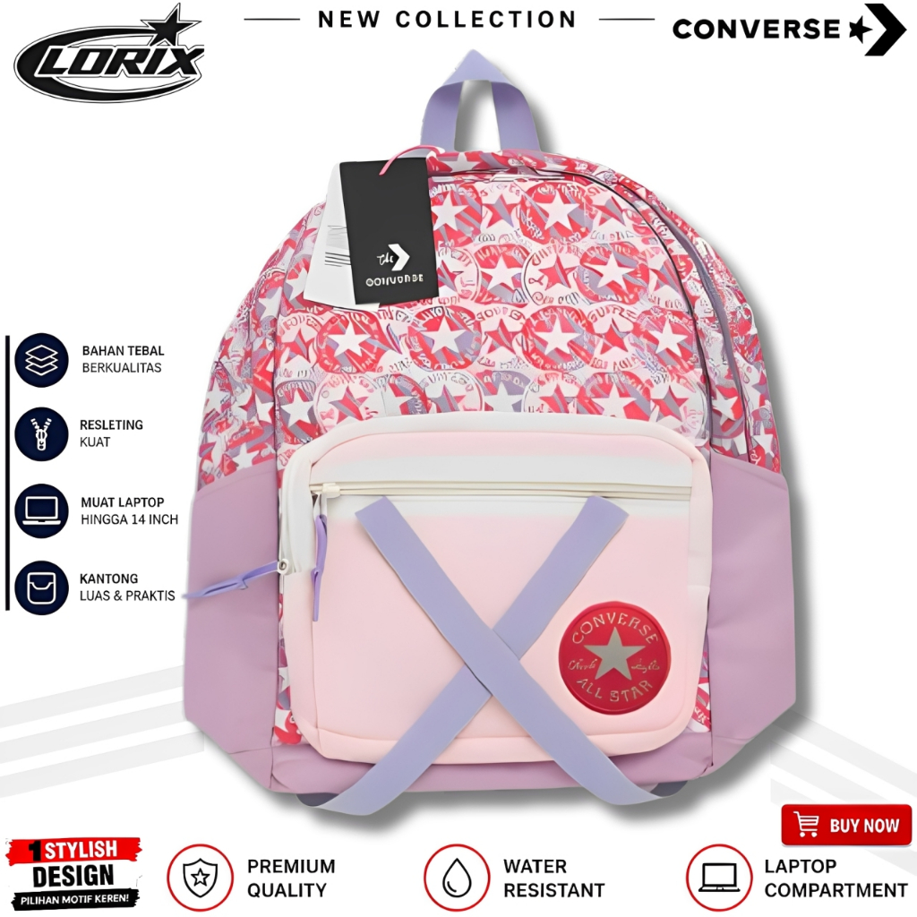 [REALPICT] - CONVERSE ALL STAR PINK BACKPACK CANVAS  BACKPACK SCHOOL BAGS SUPERBREK- BACKPACK CONVER