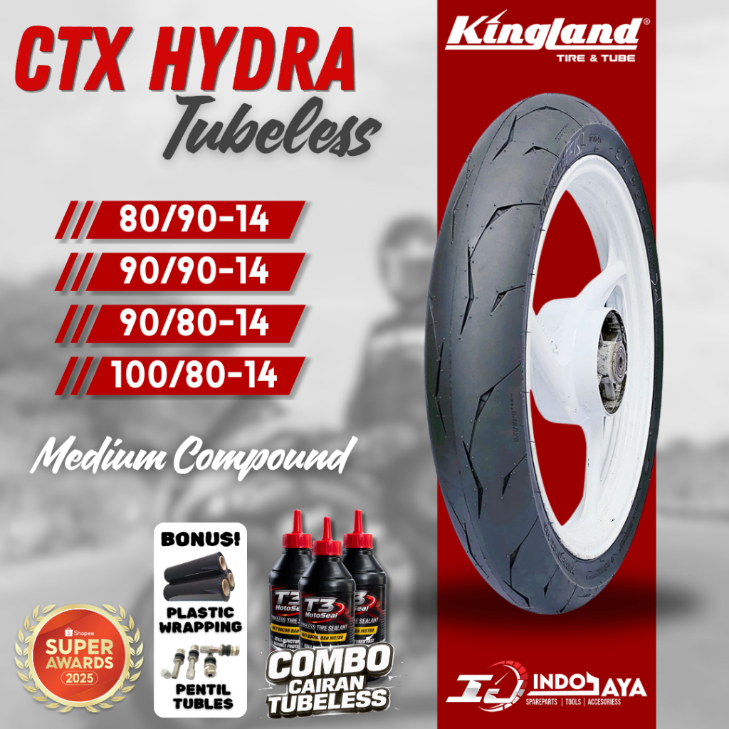 [BONUS PENTIL] BAN TUBELESS KINGLAND AXCERO CTX HYDRA ( 80/90-14 - 90/90-14 - 90/80-14 - 100/80-14 )
